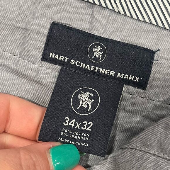 Hart Schaffner Marx Mens Dress Pants Straight Leg Flat Front Navy Size 34x32 - Picture 8 of 10